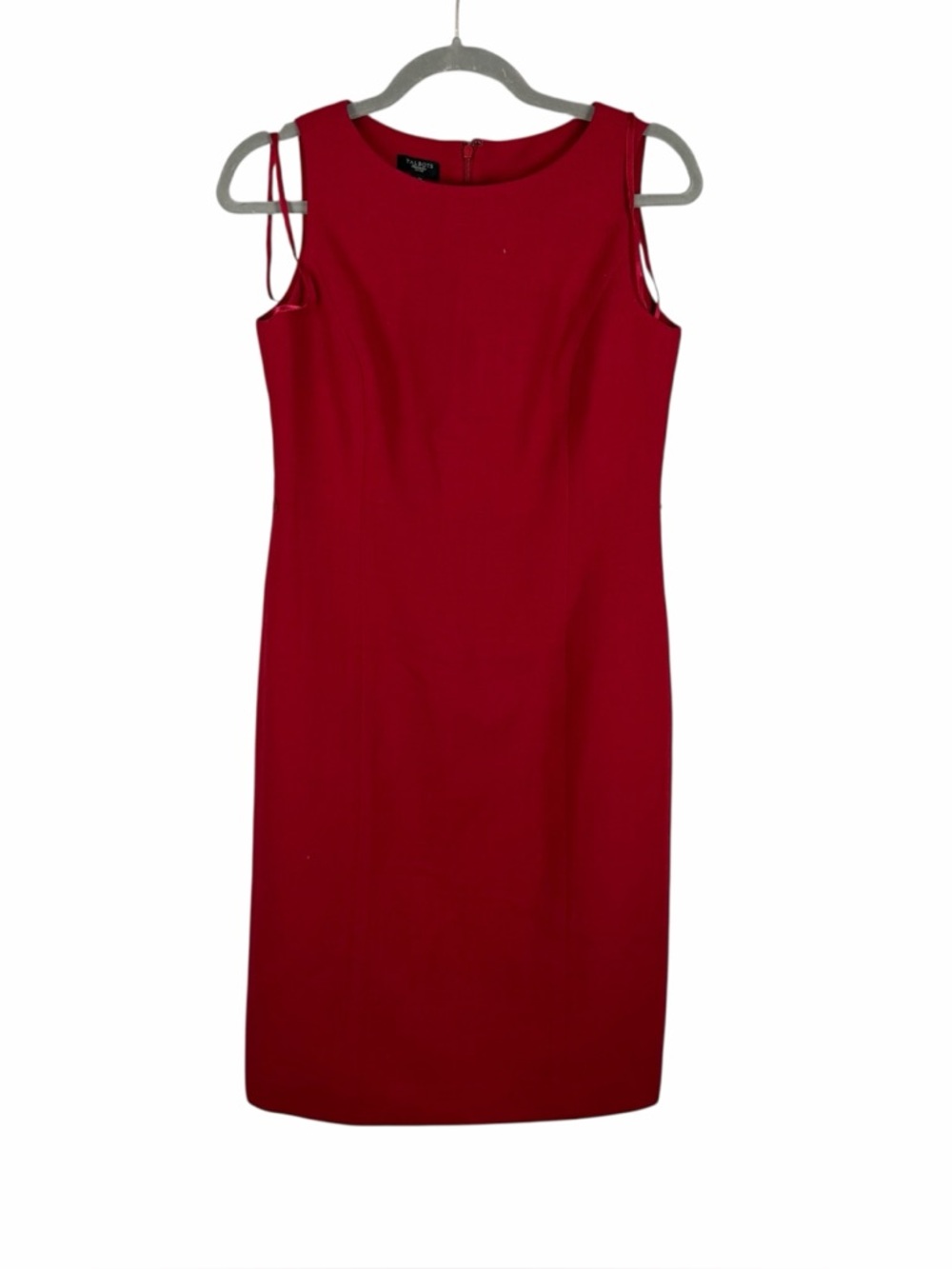 Talbots Petites Red Sleeveless Wool Blend Sheath Dress Back Zip Size 2P